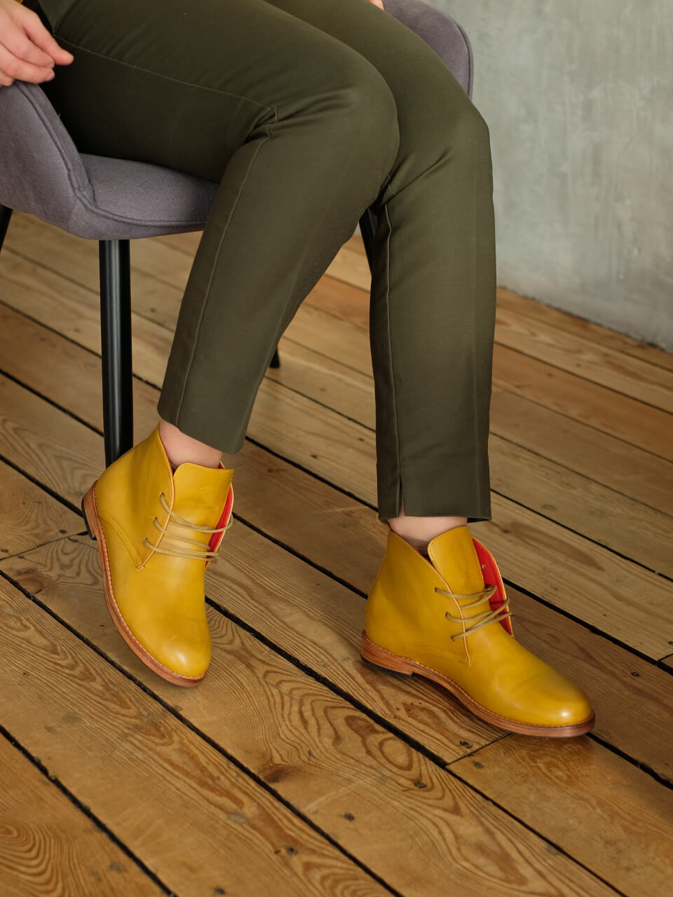 Ботинки кожаные желтые Диксиленд - moroshkashoes.com
