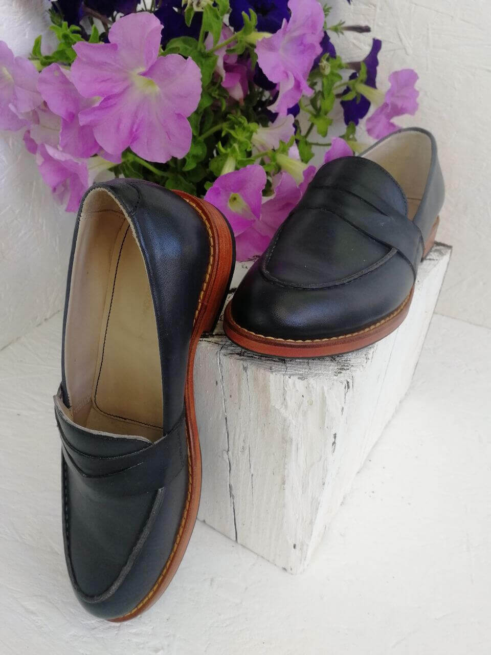 Ботинки кожаные темно-серые Лоферы - moroshkashoes.com